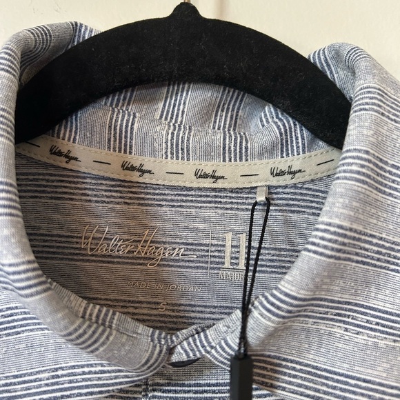 Walter Hagen 11 Majors Polo Fine Line Stripe Polo Navy - Picture 6 of 9